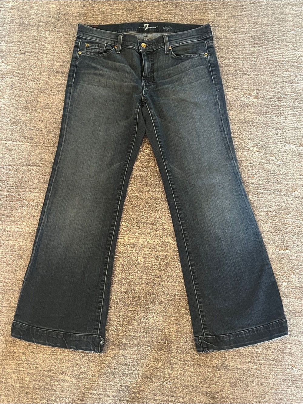 7 For All Mankind Women's Dark Wash Wide Leg Jeans - Gray-Blue